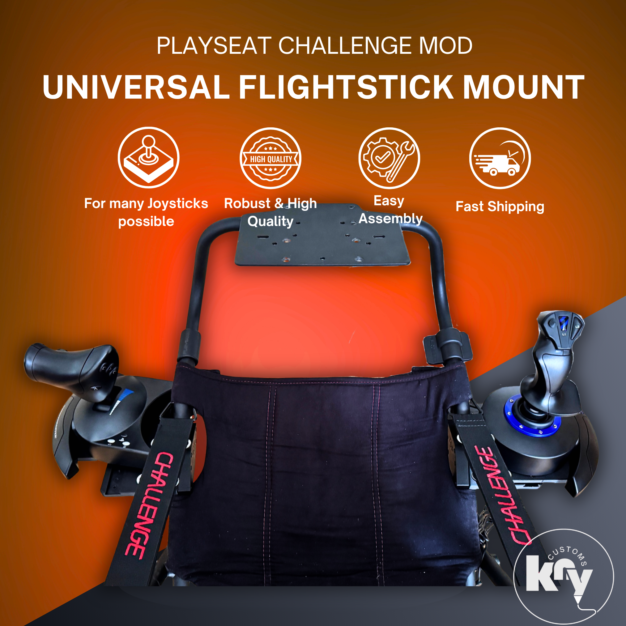 Universal Flightstick / HOTAS Mount for Playseat Challenge - knycustoms