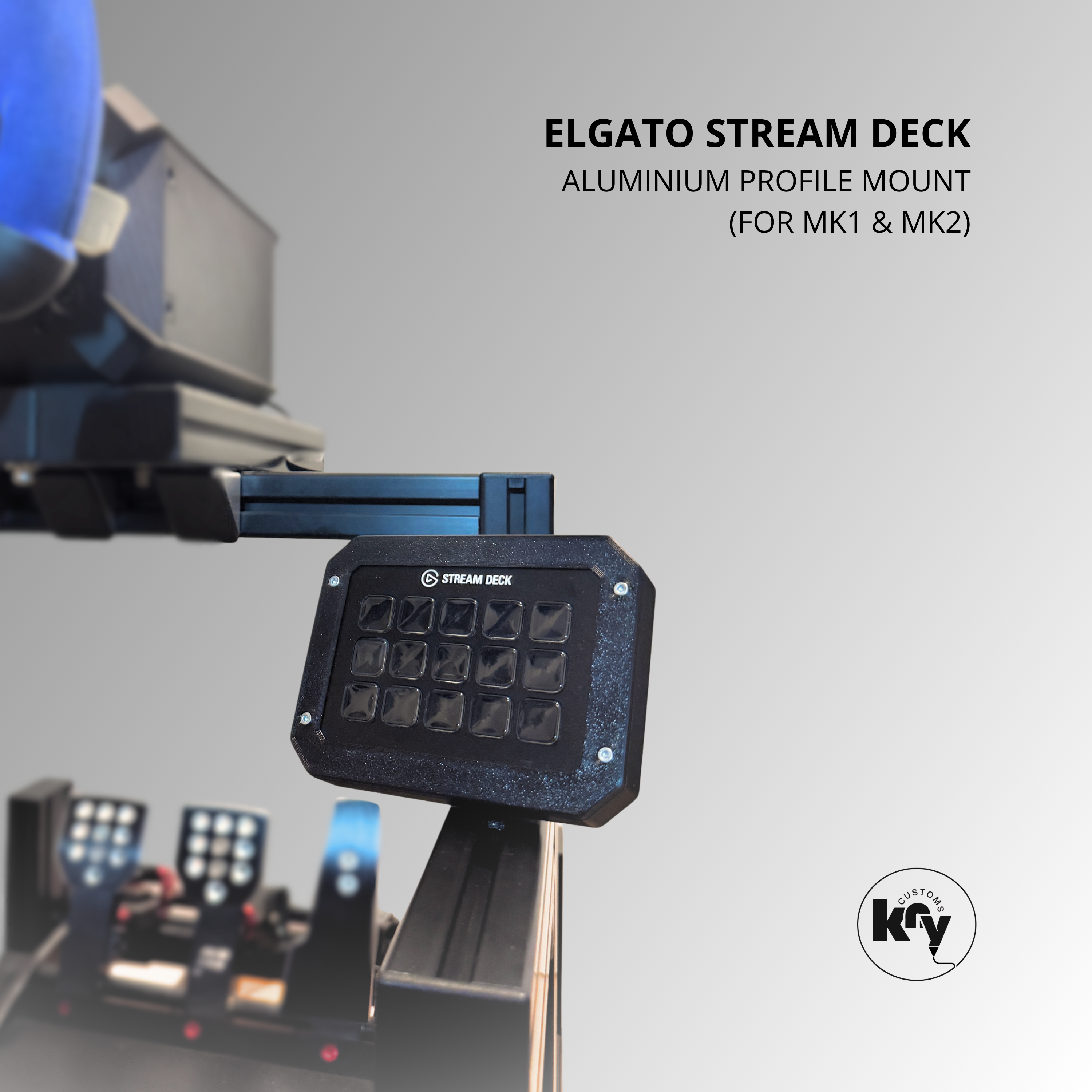 Elgato Stream Deck MK1/MK2 Holder Mount for Aluprofile / Simracing Rig