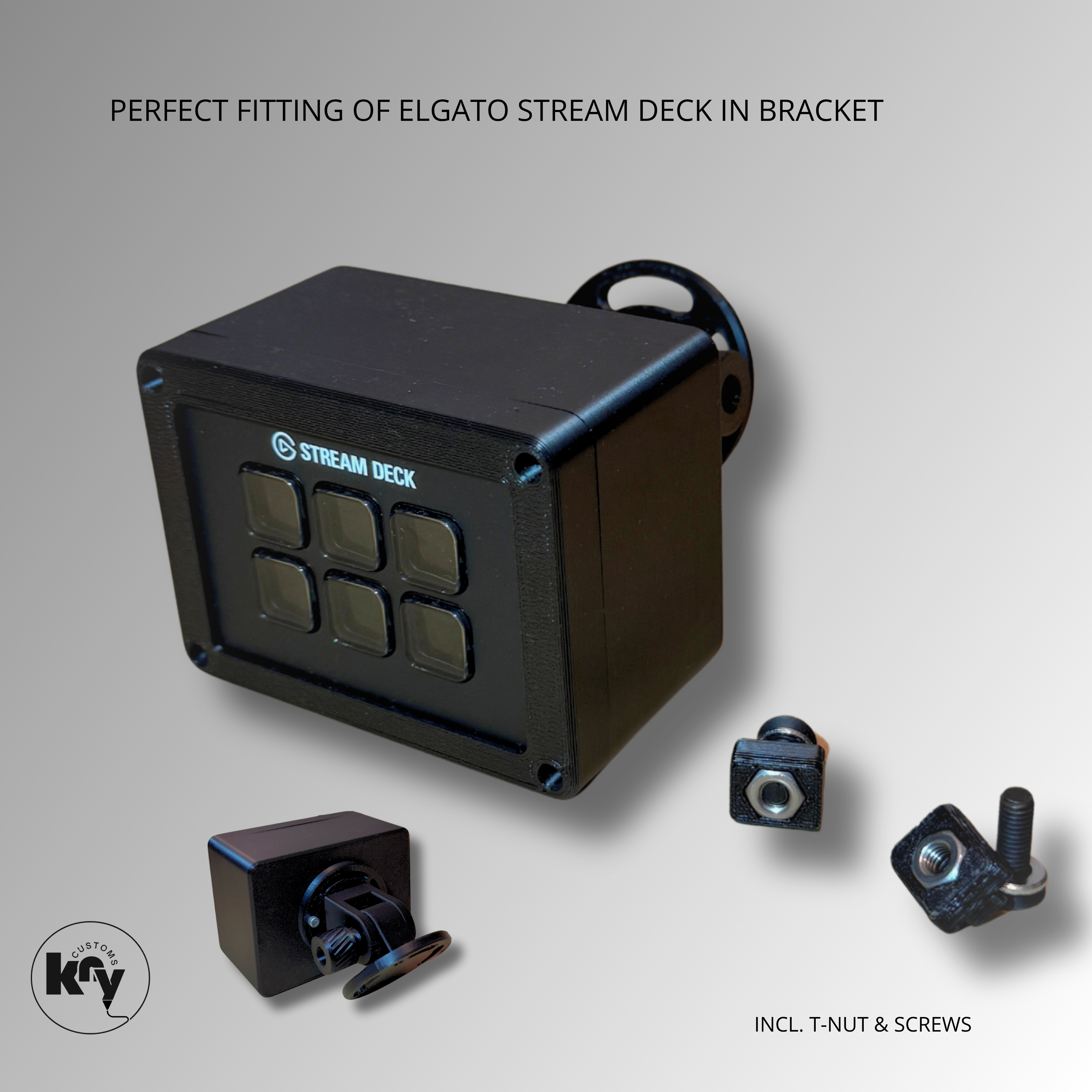Elgato Stream Deck Mini Holder Mount for Aluprofile / Simracing Rig - knycustoms