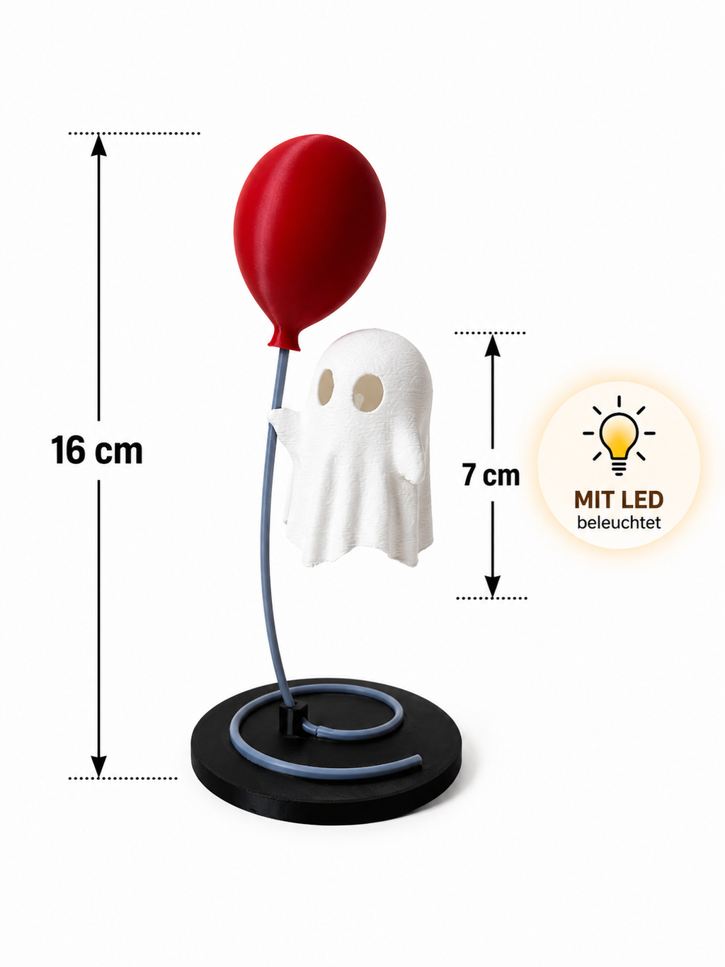 Schwebender Geist mit LED & rotem Ballon