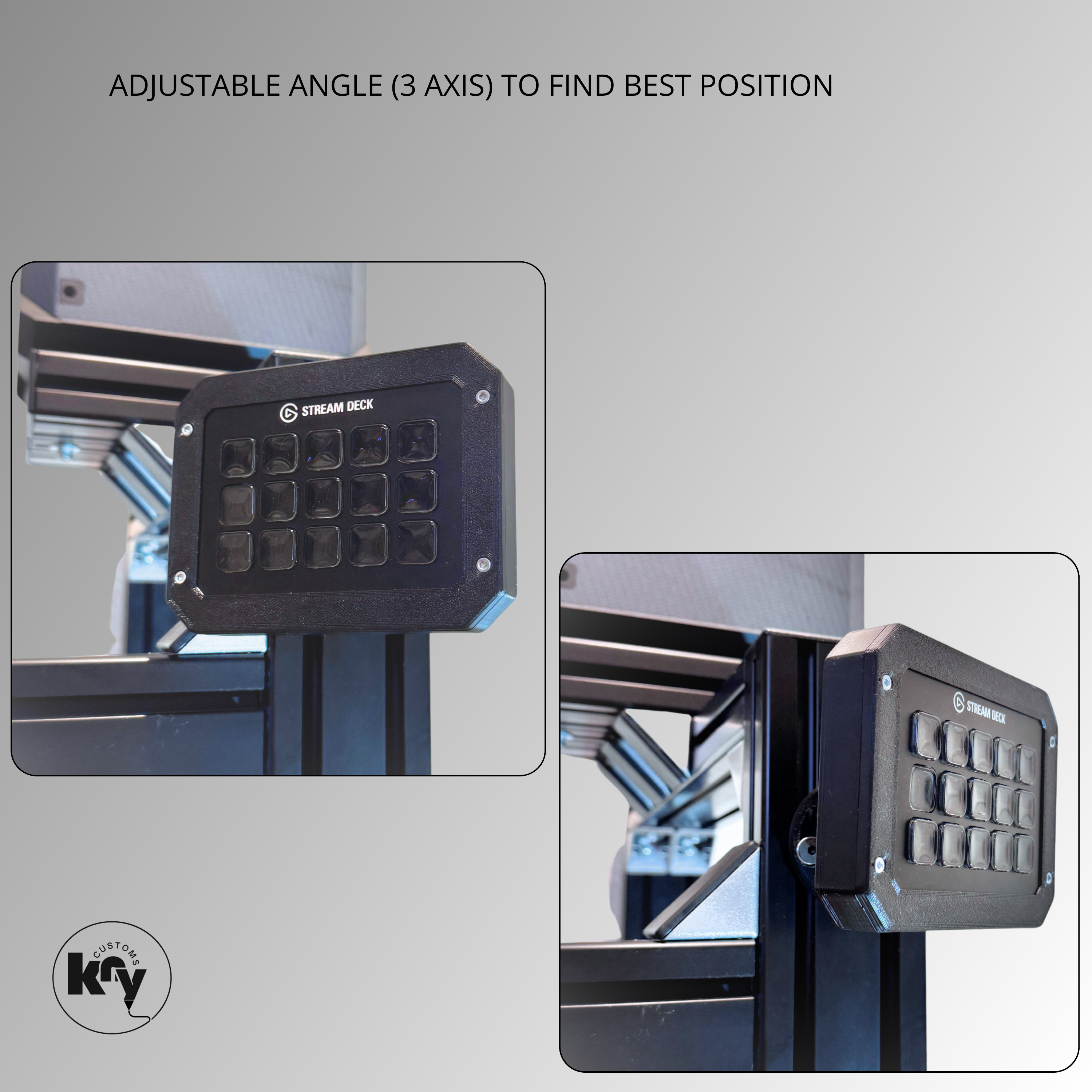Elgato Stream Deck MK1/MK2 Holder Mount for Aluprofile / Simracing Rig - knycustoms