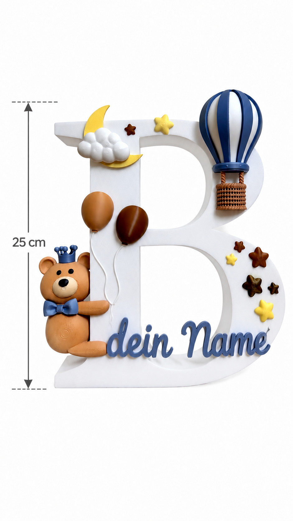 DreamyCozyTeddy | Personalisierter 3D Buchstabe mit Name | LED Nachtlicht Babyzimmer | Kinderzimmer Deko | Geschenk zur Geburt - knycustoms