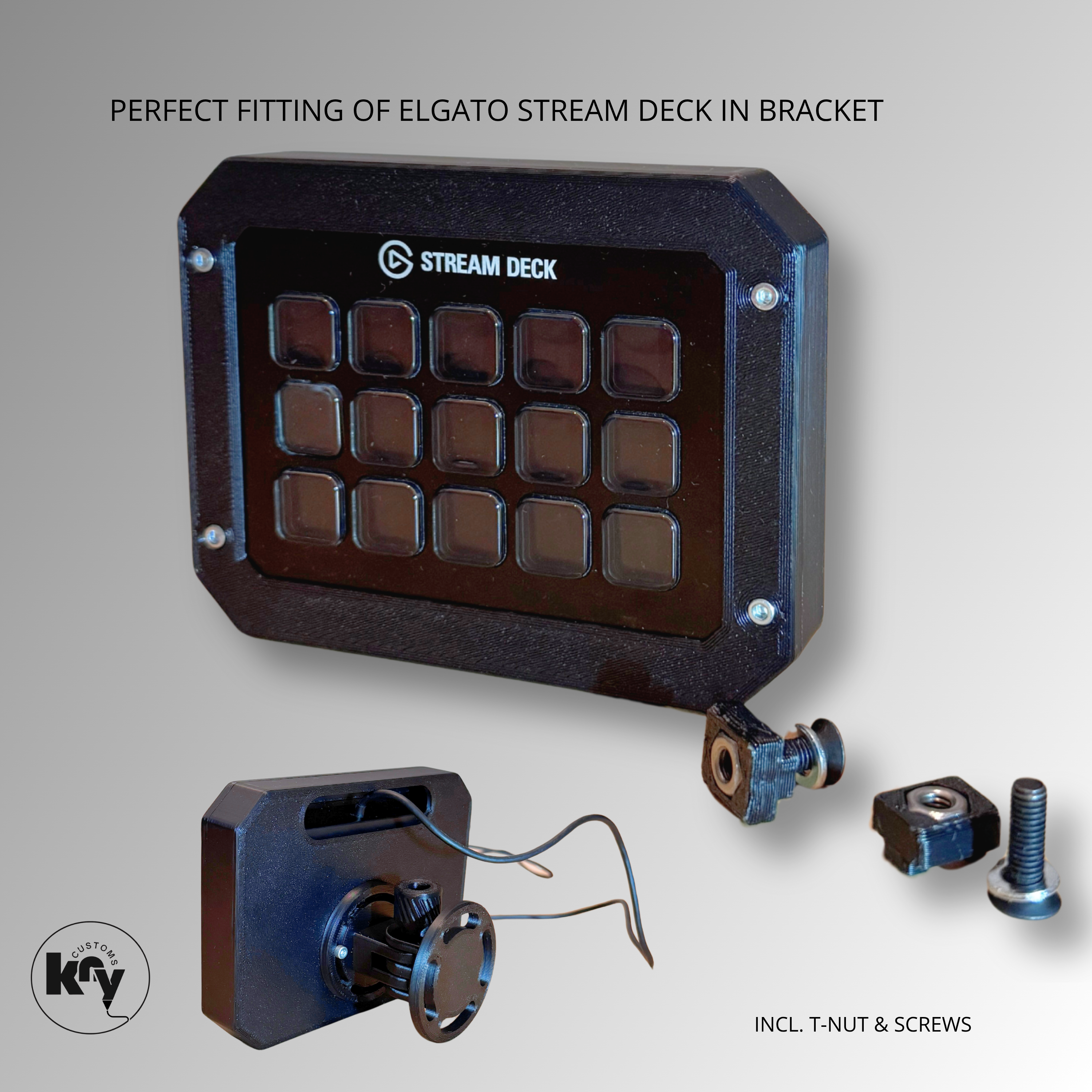 Elgato Stream Deck MK1/MK2 Holder Mount for Aluprofile / Simracing Rig - knycustoms