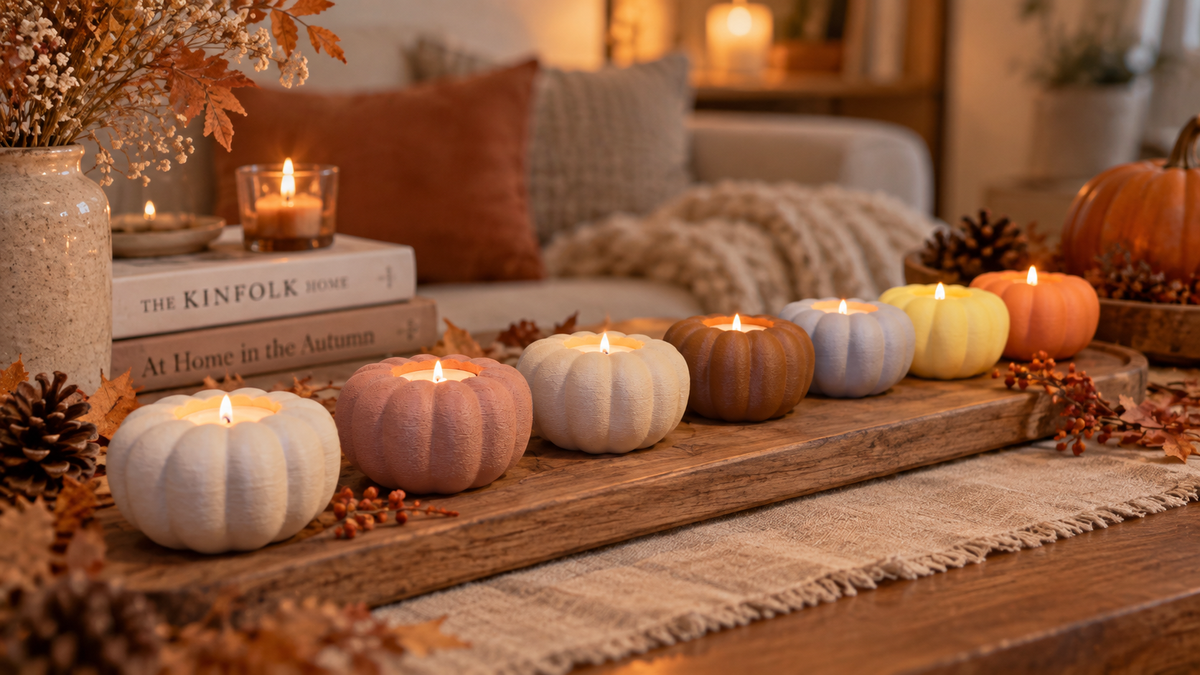 Kürbis Teelichthalter 3D gedruckt-Herbst & Halloween Deko, moderne Tischdeko, gemütliche Geschenkidee
