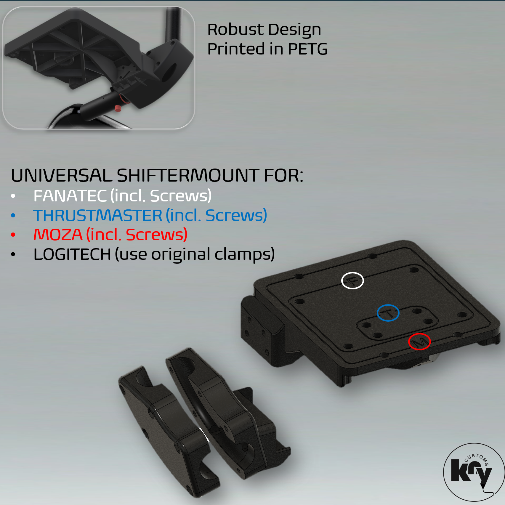 Universal Shiftermount for Playseat Challenge (for all Shifters) - knycustoms