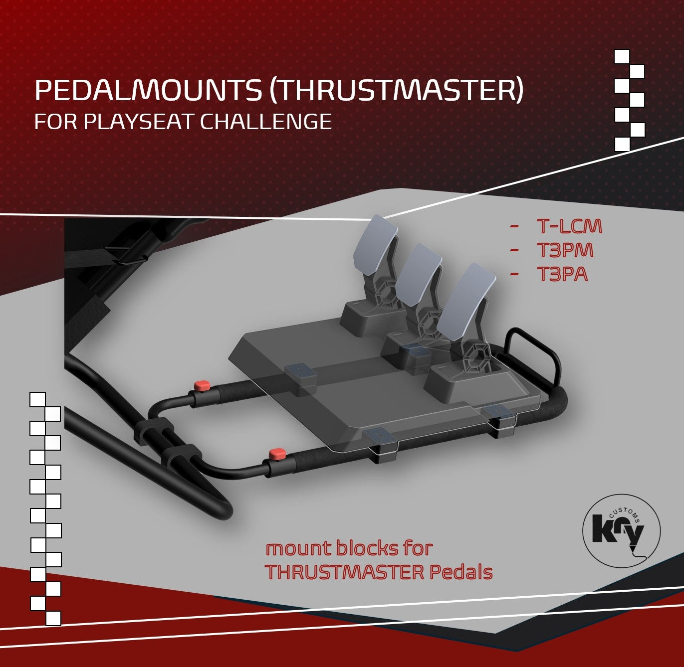 Pedalmounts Mod for THRUSTMASTER Pedals on Playseat Challenge & Playseat Challenge X - knycustoms
