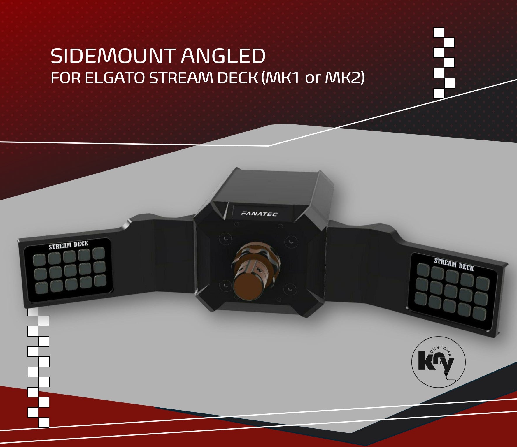 Angled Sidemount for Elgato MK1 or MK2 for FANATEC Wheelbases - knycustoms