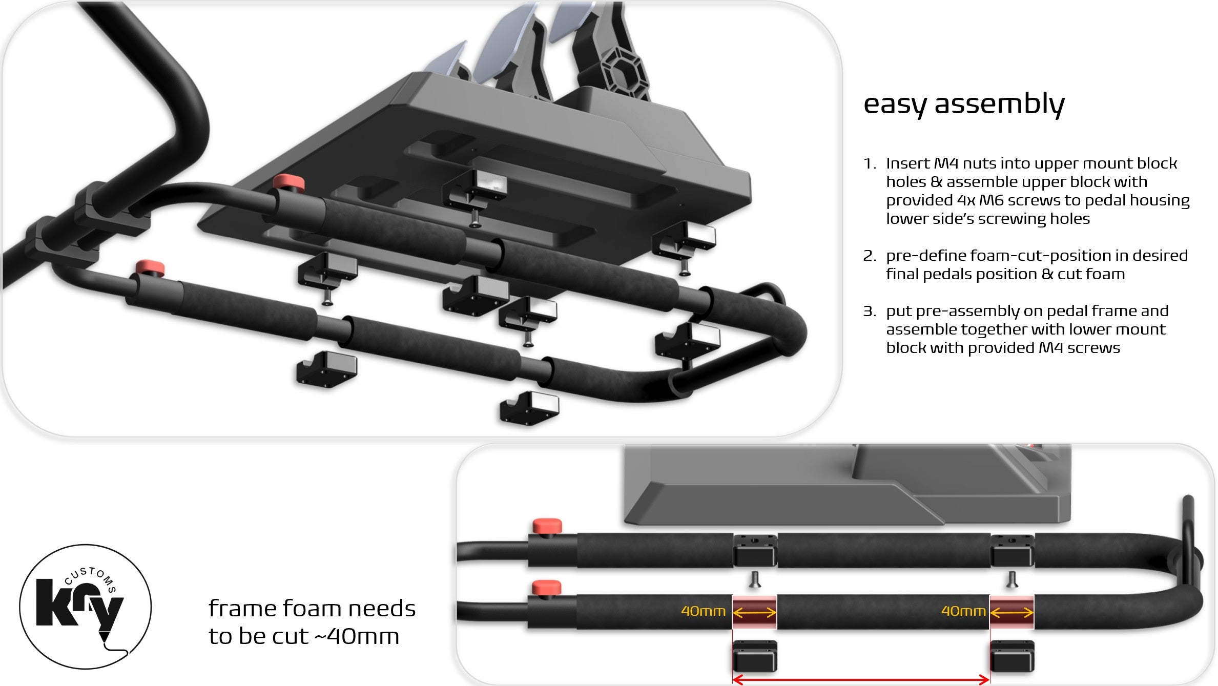 Pedalmounts Mod for THRUSTMASTER Pedals on Playseat Challenge & Playseat Challenge X - knycustoms