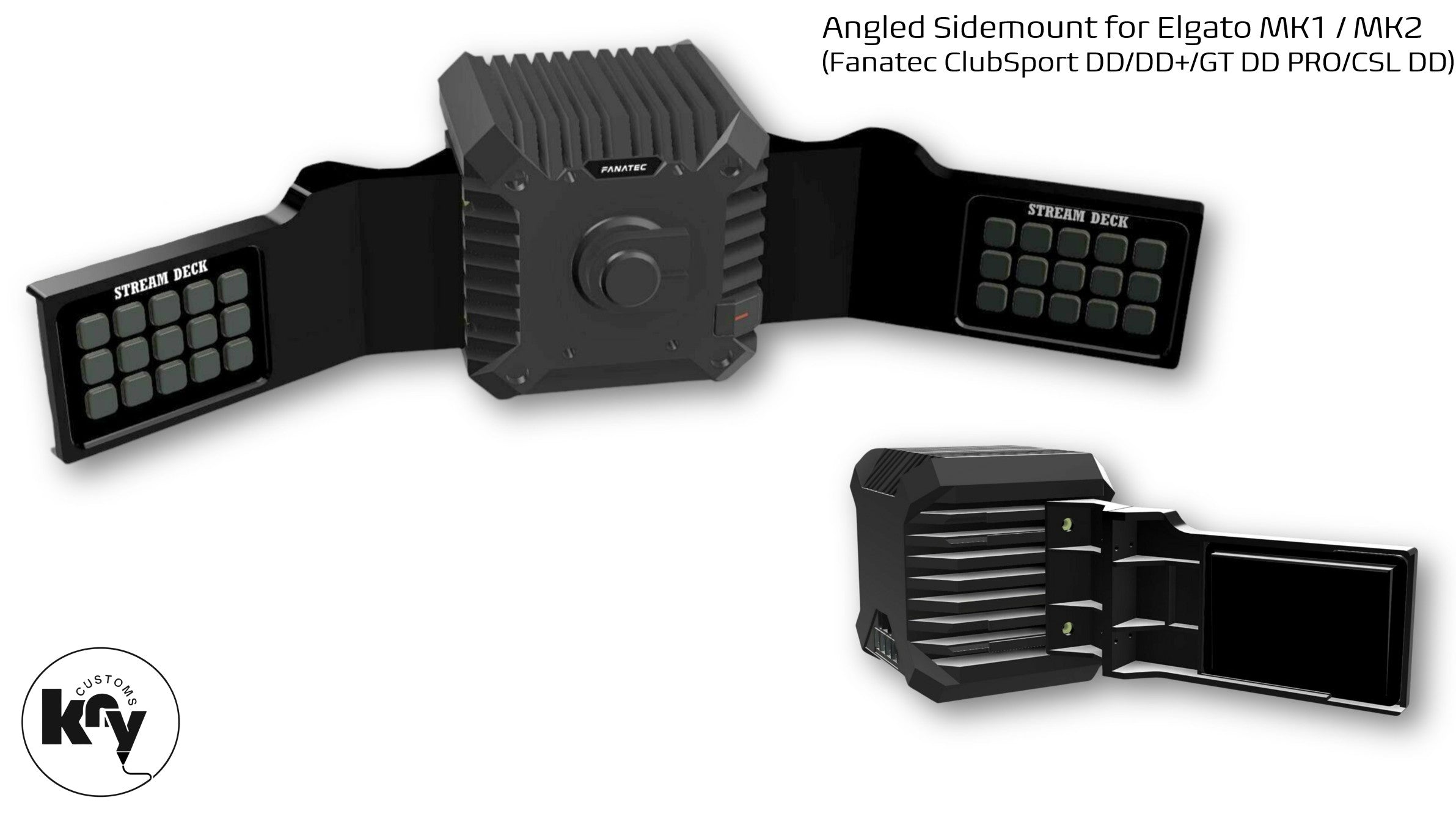 Angled Sidemount for Elgato MK1 or MK2 for FANATEC Wheelbases - knycustoms