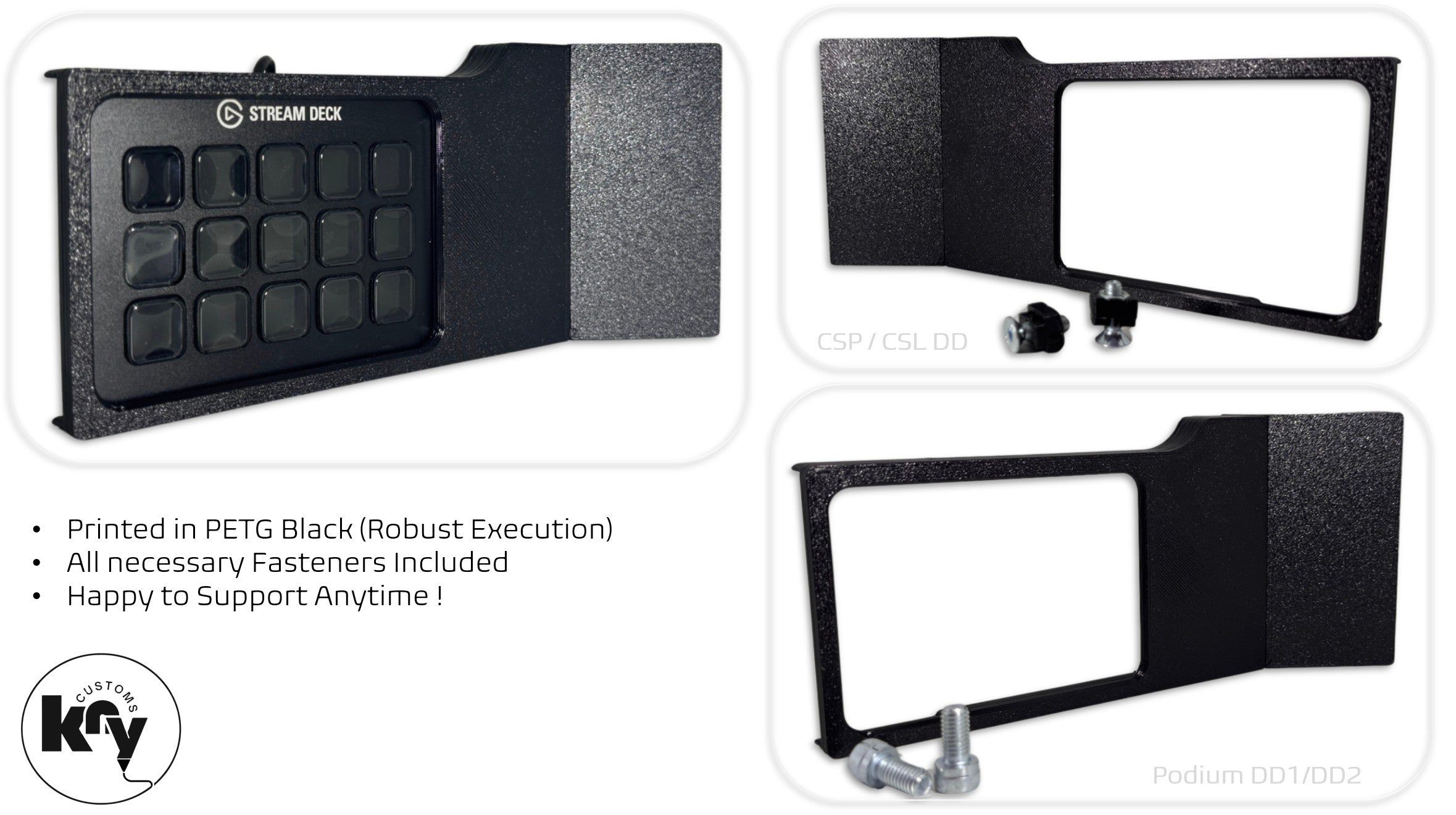 Angled Sidemount for Elgato MK1 or MK2 for FANATEC Wheelbases - knycustoms