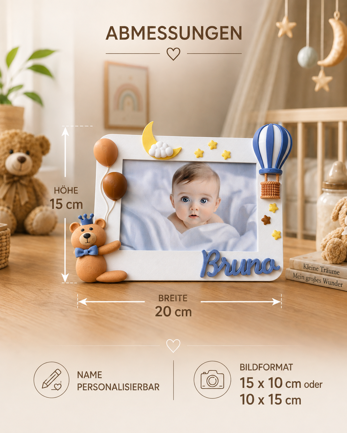 Personalisierter Bilderrahmen "DreamyCozyTeddy"